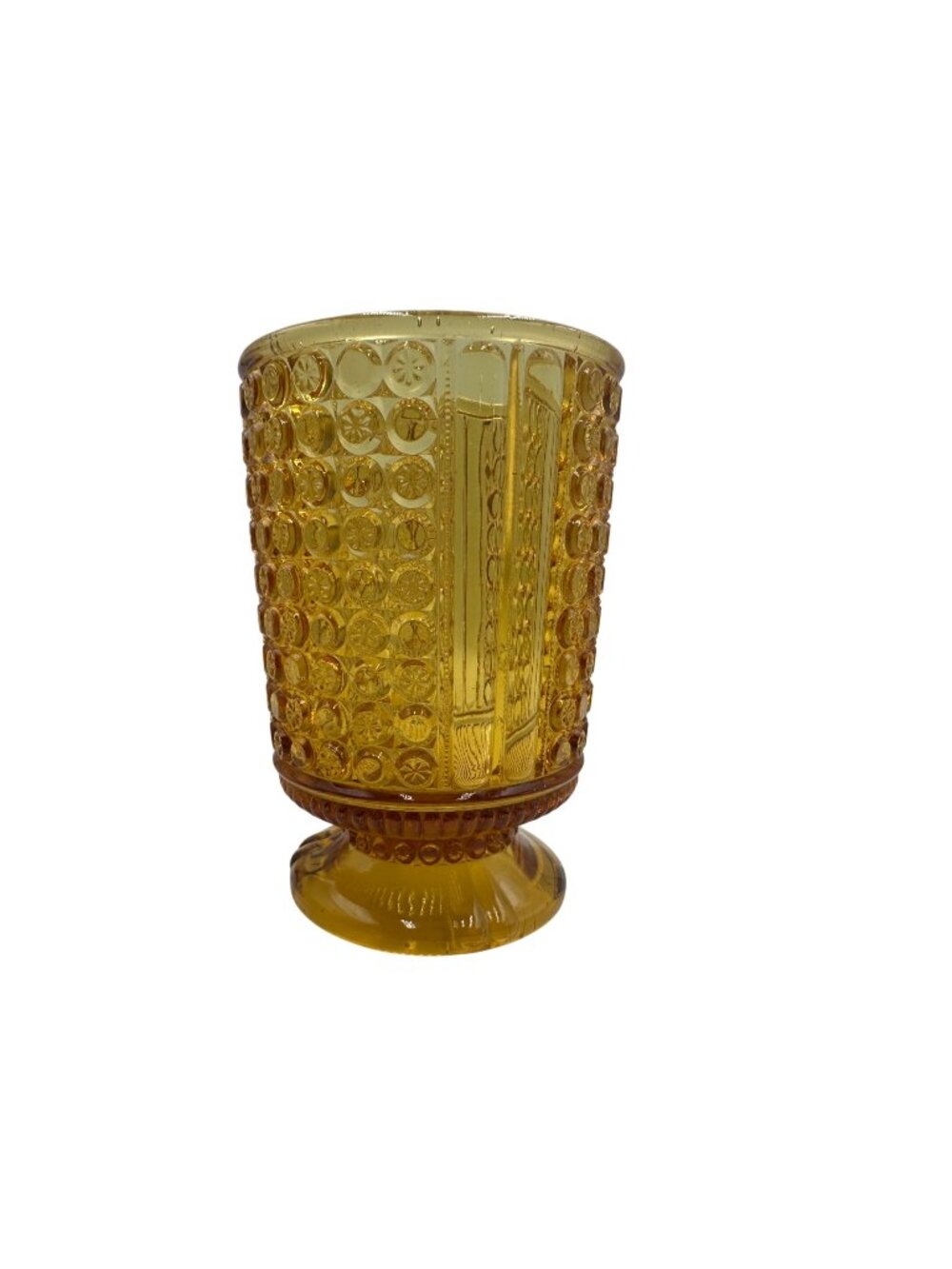 Richards & Hartley Amber Glass Spooner Buttons & Bars EAPG Three Panel Antique